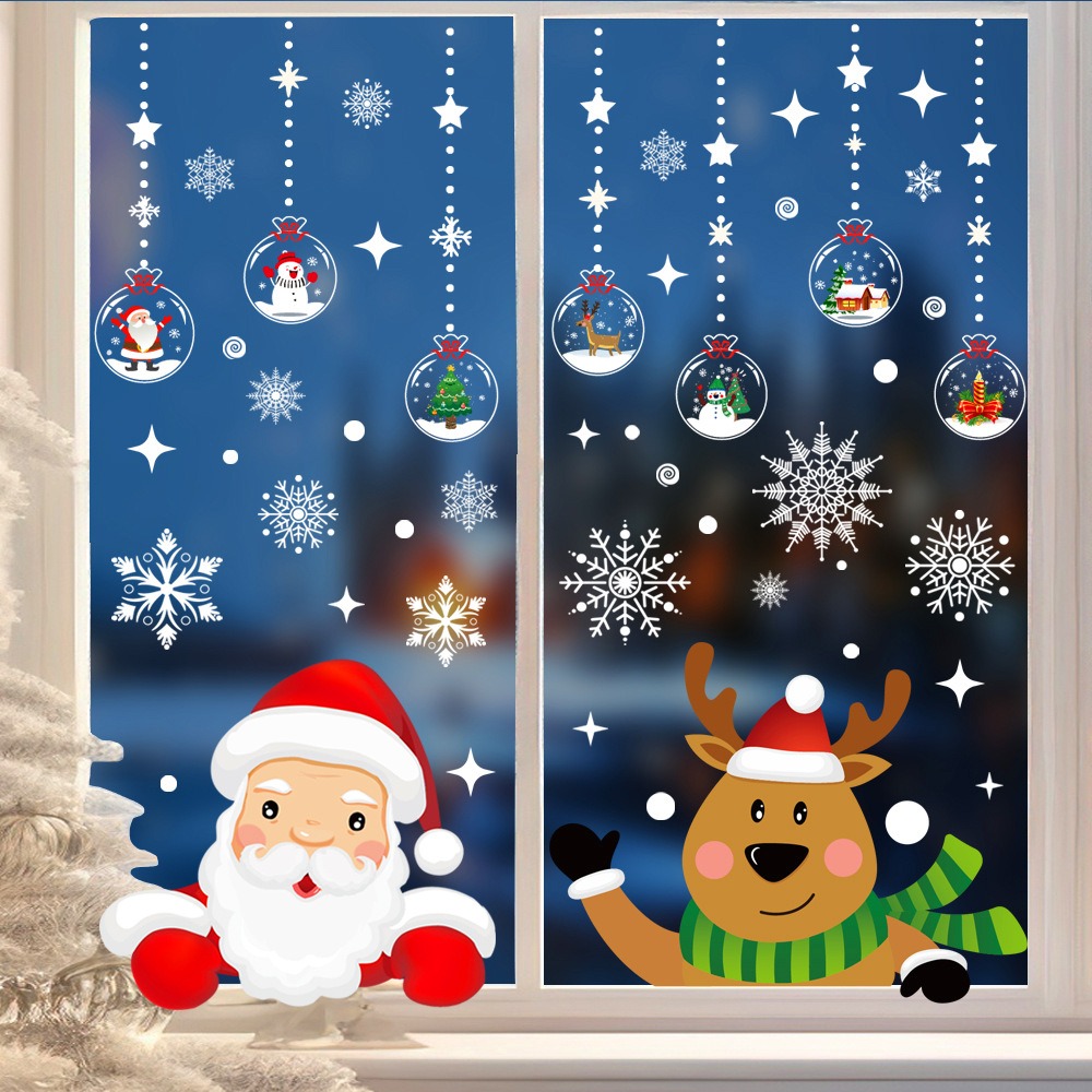 Cartoon Christmas Santa Claus  - Snowflake Window Decal review and price