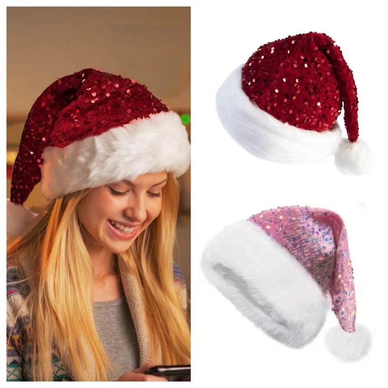 Double-Layer Sequin Christmas  - Santa Hat Plush review and price