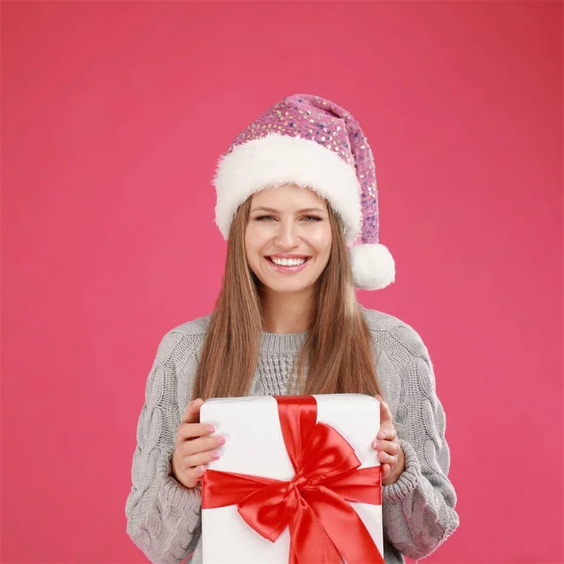 Double-Layer Sequin Christmas  - Santa Hat Plush review and price
