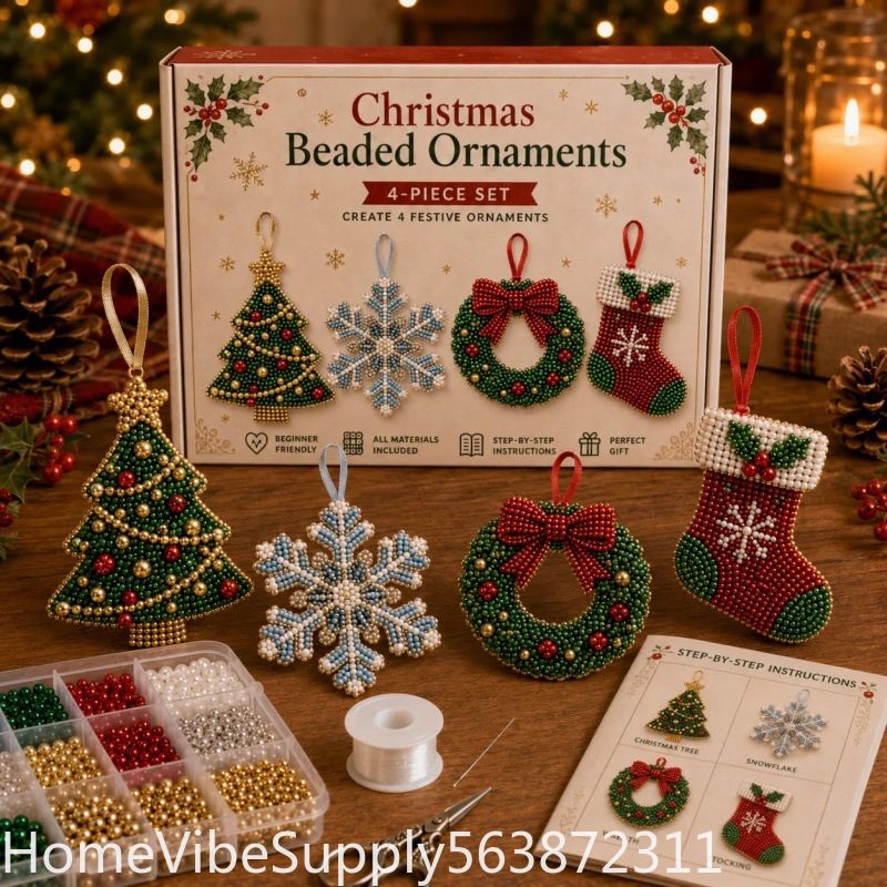 4 Pieces 3D Beaded Christmas T - Christmas Stocking Hanging review and price